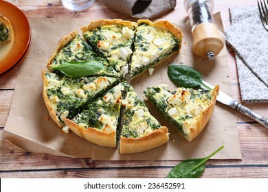 Pie With Spinach And Feta Cheese, Food