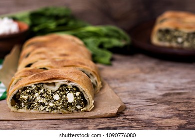 Pie Or Strudel With Spinach And Feta Cheese