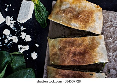 Pie Or Strudel With Spinach And Feta Cheese