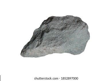 Piece Of Andesite Extrusive Igneous Rock Isolated On White Background.