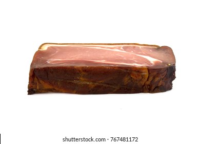 A Piece Of Black Forest Ham On A White Background