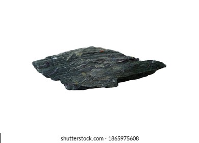 A Piece Of Black Sandstone Rock Isolated On White Background.