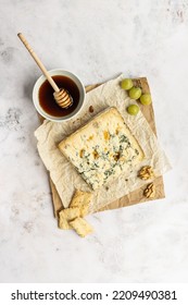 Piece Of Blue Cheese With Honey