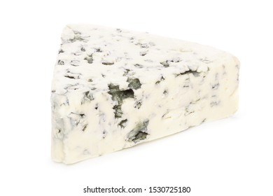 Piece of blue cheese isolated on a white background