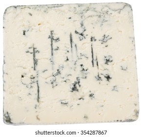 piece of blue cheese isolated on white background cutout by clipping path

