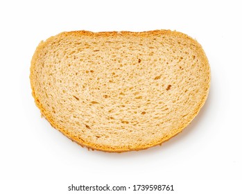 Piece Of Bread Isolated On White Background. Top View Of Bread Slice.