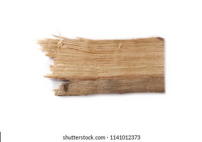 Piece Of Broken Wooden Plank Isolated On White, Board Background