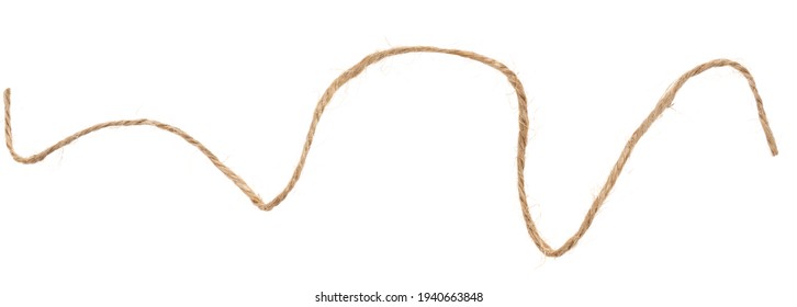 Piece Of Brown Twine Isolated On White Background. Rope