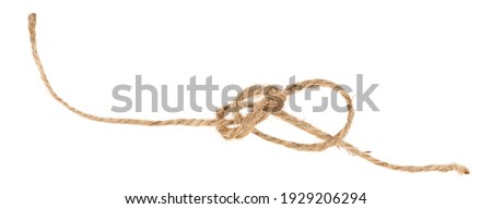 Piece of brown twine isolated on white background. rope