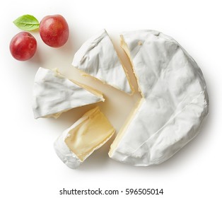Piece of camembert cheese isolated on white background. From top view - Powered by Shutterstock