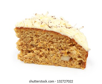 Piece Of Carrot Cake Isolated On White