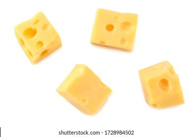 Piece Of Cheese Isolated On White Background. Top View