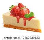 

Piece of cheesecake with strawberries, isolated