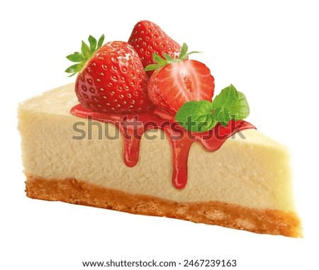 

Piece of cheesecake with strawberries, isolated