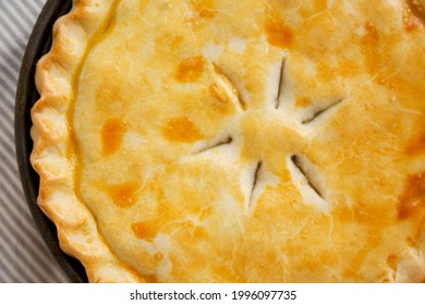 A Piece Of Chicken Pot Pie, Top View. Flat Lay, Overhead, From Above. 