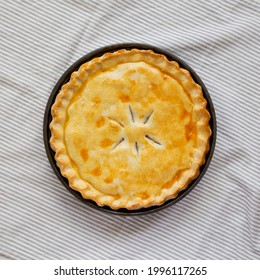 A Piece Of Chicken Pot Pie, Top View. Flat Lay, Overhead, From Above. 