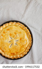 A Piece Of Chicken Pot Pie, Top View. Flat Lay, Overhead, From Above. Copy Space.