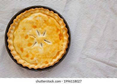 A Piece Of Chicken Pot Pie, Top View. Flat Lay, Overhead, From Above. Copy Space.