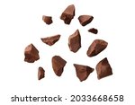 piece of chocolate explosion  isolated  on white background  with clipping path. Full depth of field.