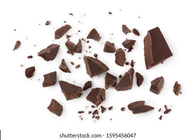 piece of chocolate isolated on white background with clipping path. . Top view. Flat lay. - Shutterstock ID 1595456047