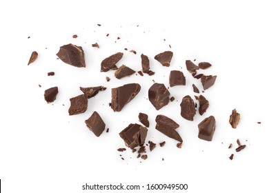 piece of chocolate isolated on white background with clipping path. . Top view. Flat lay. - Shutterstock ID 1600949500