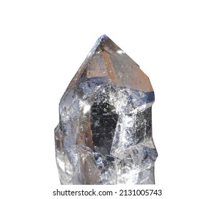 A Piece Of Clear Quartz Found On The Mt Blanc In France, Known As Smokey Quartz. Isolated Against A White Background