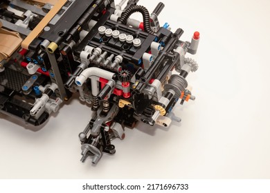 Piece Of A Complex Machinery Car Engine Made From Plastic Construction Kit Parts Pieces Details