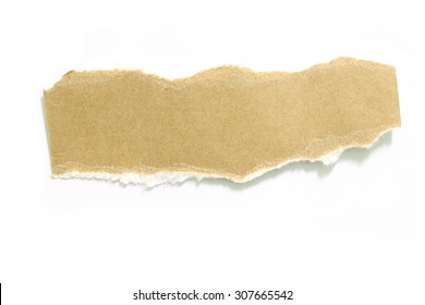 Piece of corrugated cardboard with torn edge. Isolated on white.