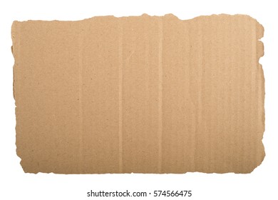 piece of corrugated cardboard white background. Cardboard texture ragged edge. - Shutterstock ID 574566475