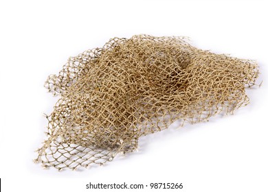 piece of fishing net on a white background