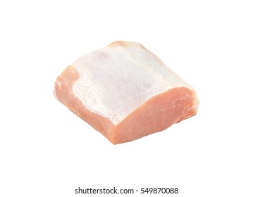 Piece Of Fresh Pork Loin On White Background