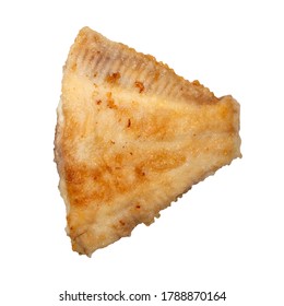 A Piece Of Fried Flounder Isolated On A White Background.