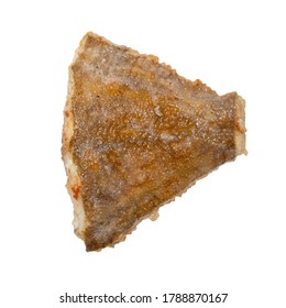 A Piece Of Fried Flounder Isolated On A White Background.