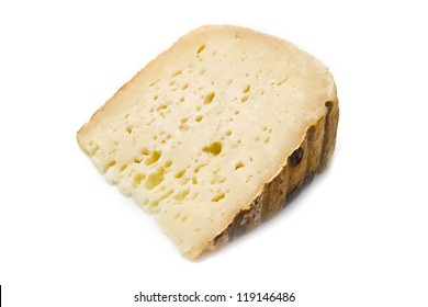 A Piece Of Goat Cheese Isolated On White