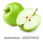 piece of green apple isolated on white background. clipping path