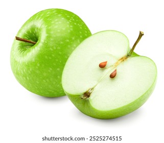 piece of green apple isolated on white background. clipping path