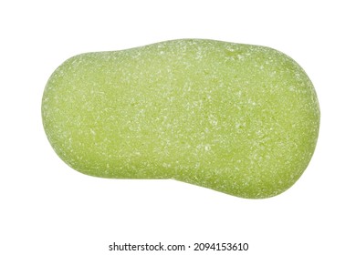 Piece Of Green Sea Glass Isolated On White Background