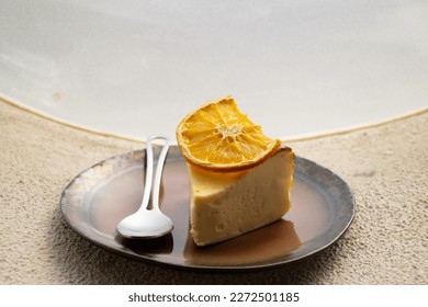 Piece of homemade cheesecake and a cup of coffee, stock photo