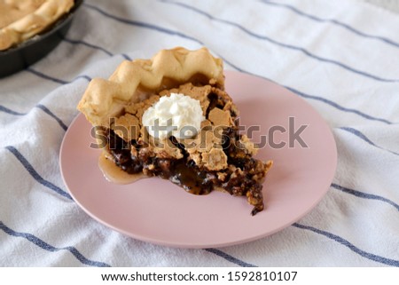 Similar – Image, Stock Photo Pink chocolate pie sliced and Christmas Advent concept