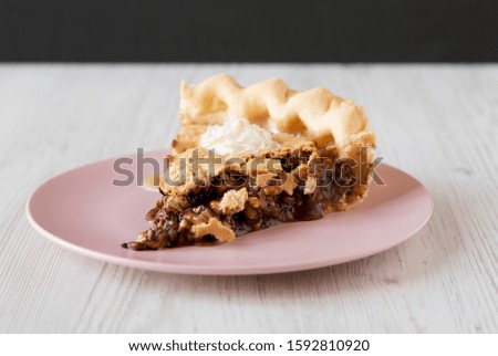 Similar – Image, Stock Photo Pink chocolate pie sliced and Christmas Advent concept