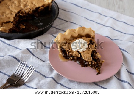 Similar – Image, Stock Photo Pink chocolate pie sliced and Christmas Advent concept