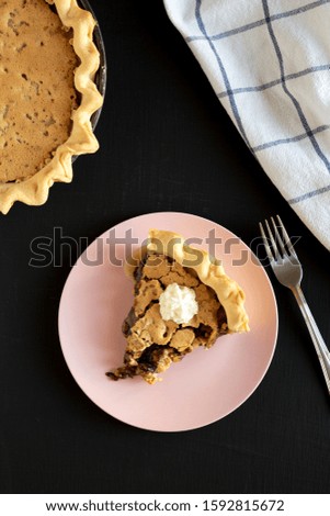 Similar – Image, Stock Photo Pink chocolate pie sliced and Christmas Advent concept