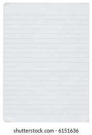 Piece Of Lined Paper Isolated On Pure White Background