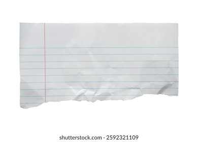 piece of lined paper tear isolated on white background