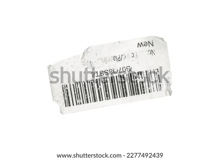 piece of paper with a bar code isolated. torn and damaged graphic element