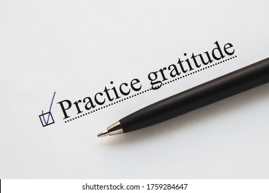 A Piece Of Paper With The Inscription Practice Gratitude From To Do List With A Tick