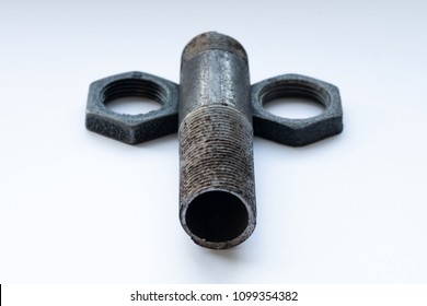 Piece Pipe Thread Two Nuts Look Stock Photo (Edit Now) 1099354376