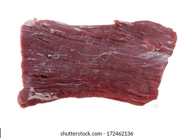 A Piece Of Raw Flank Steak, Also Known In The US As London Broil, Isolated On White