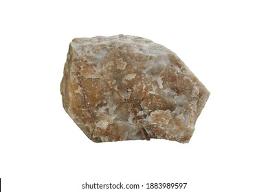A piece of raw quartzite metamorphic rock isolated on white background.