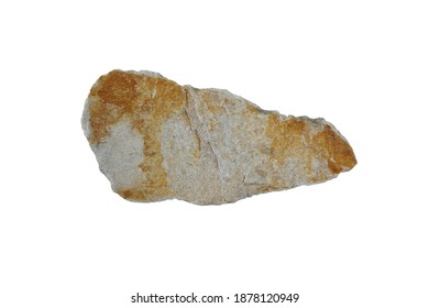 A Piece Raw Of Sandstone Rock Isolated On A White Background.